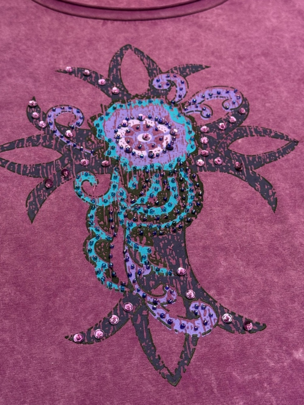 Rena - Purple Floral Embellished Women’s Top - Size XL - Picture 9 of 16